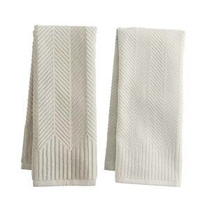 Food Network Chevron Sculpted Greige Kitchen Dish Hand Tea Towel 2-pk.- NEW!